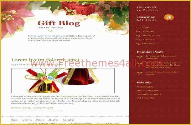 Holiday Website Templates Free Of Christmas Gifts Red Css HTML Website Template Freethemes4all