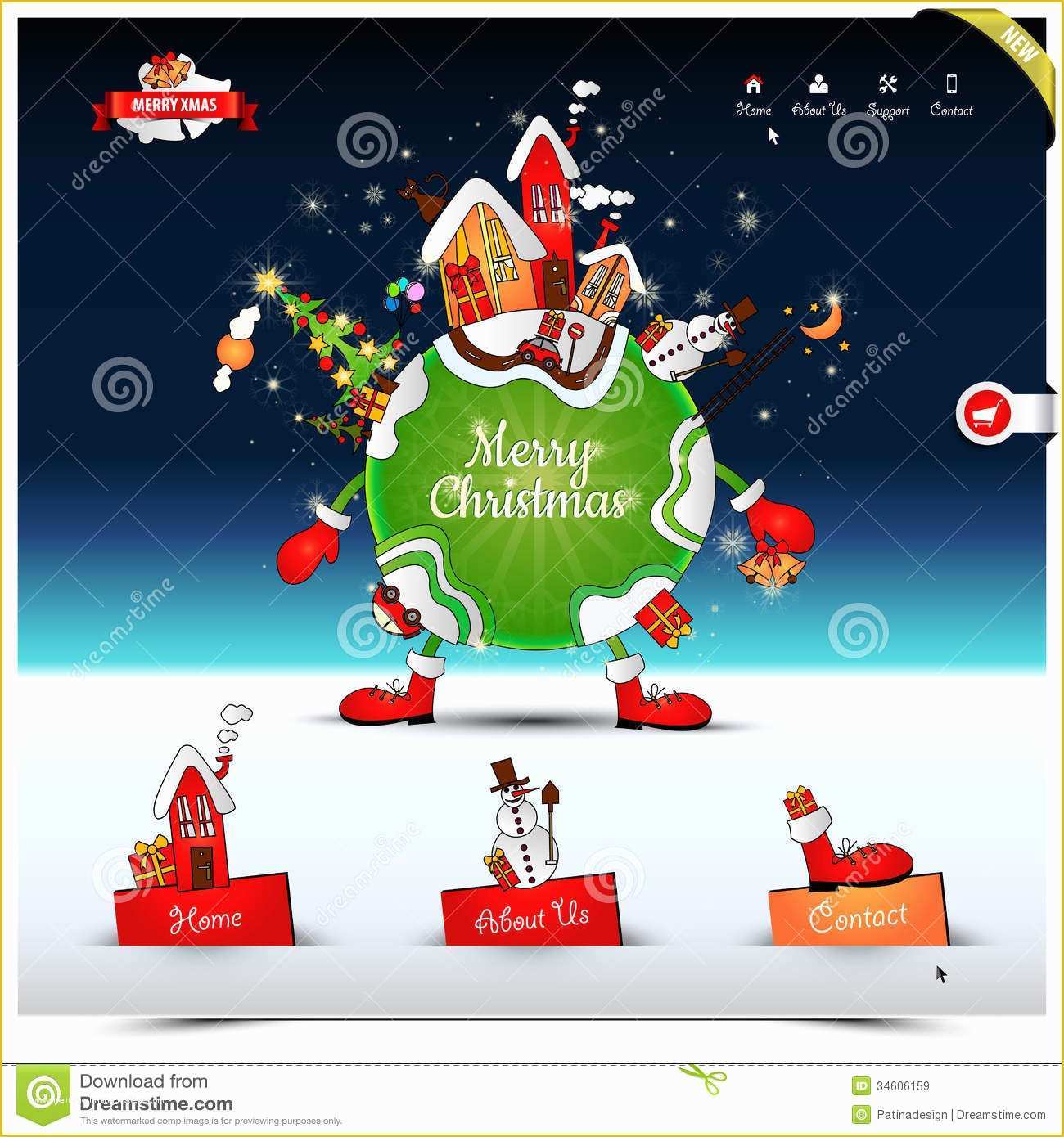 Holiday Website Templates Free Of Christmas Night Website Template Stock Vector Image