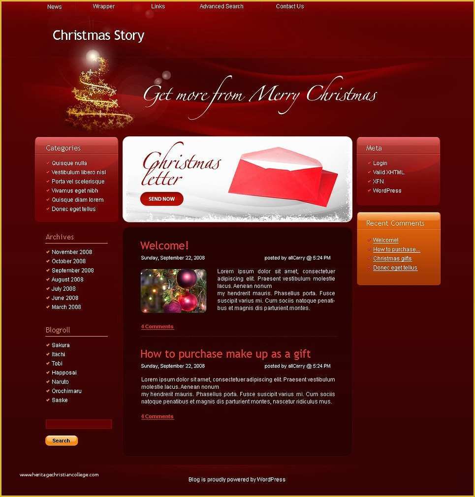 Holiday Website Templates Free Of Christmas Wordpress theme Web Design Templates Website