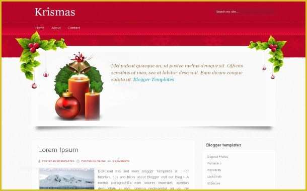 Holiday Website Templates Free Of Free Light Red Christmas Blogger Layout Template