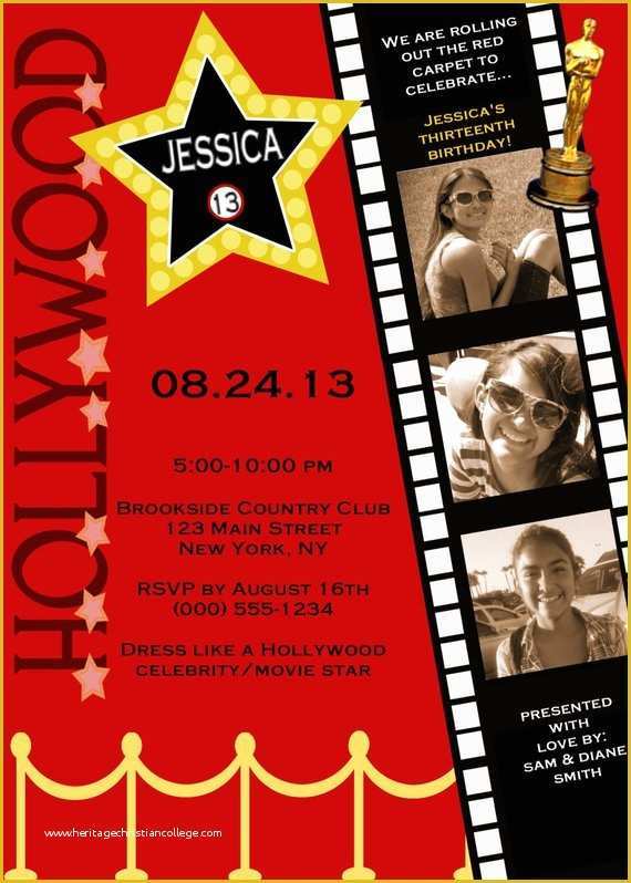 Hollywood themed Invitations Free Templates Of Customized Hollywood Red Carpet Invitations
