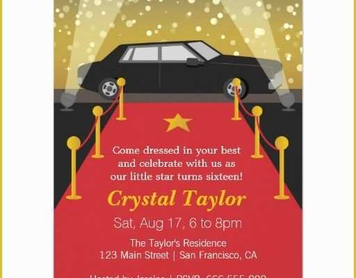 Hollywood themed Invitations Free Templates Of Free Royal Red Carpet Birthday Party Invitations Template