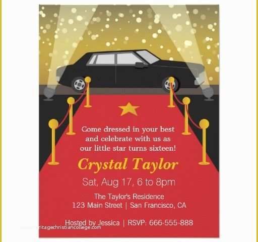 Hollywood themed Invitations Free Templates Of Free Royal Red Carpet Birthday Party Invitations Template