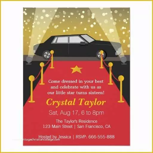 Hollywood themed Invitations Free Templates Of Free Royal Red Carpet Birthday Party Invitations Template