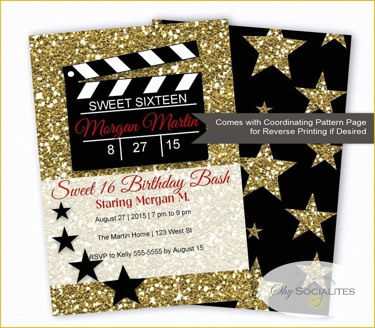 Hollywood themed Invitations Free Templates Of Hollywood Glamour Movie Party Invitation Sweet Sixteen