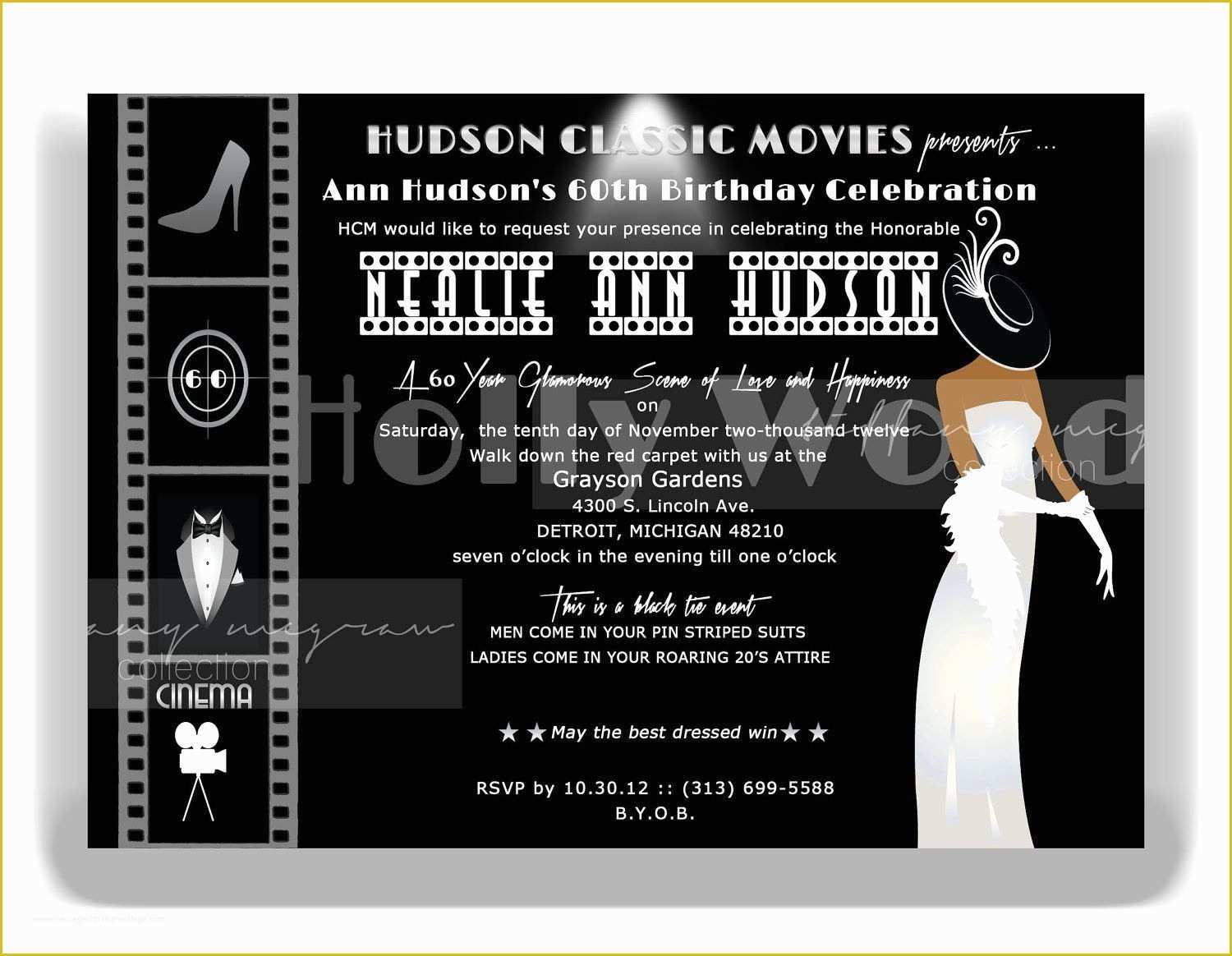 Hollywood themed Invitations Free Templates Of Old Hollywood Invite Love the Lady