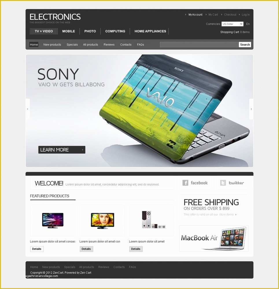 Home Appliances Website Template Free Download Of Electronics Store Zencart Template Web Design Templates