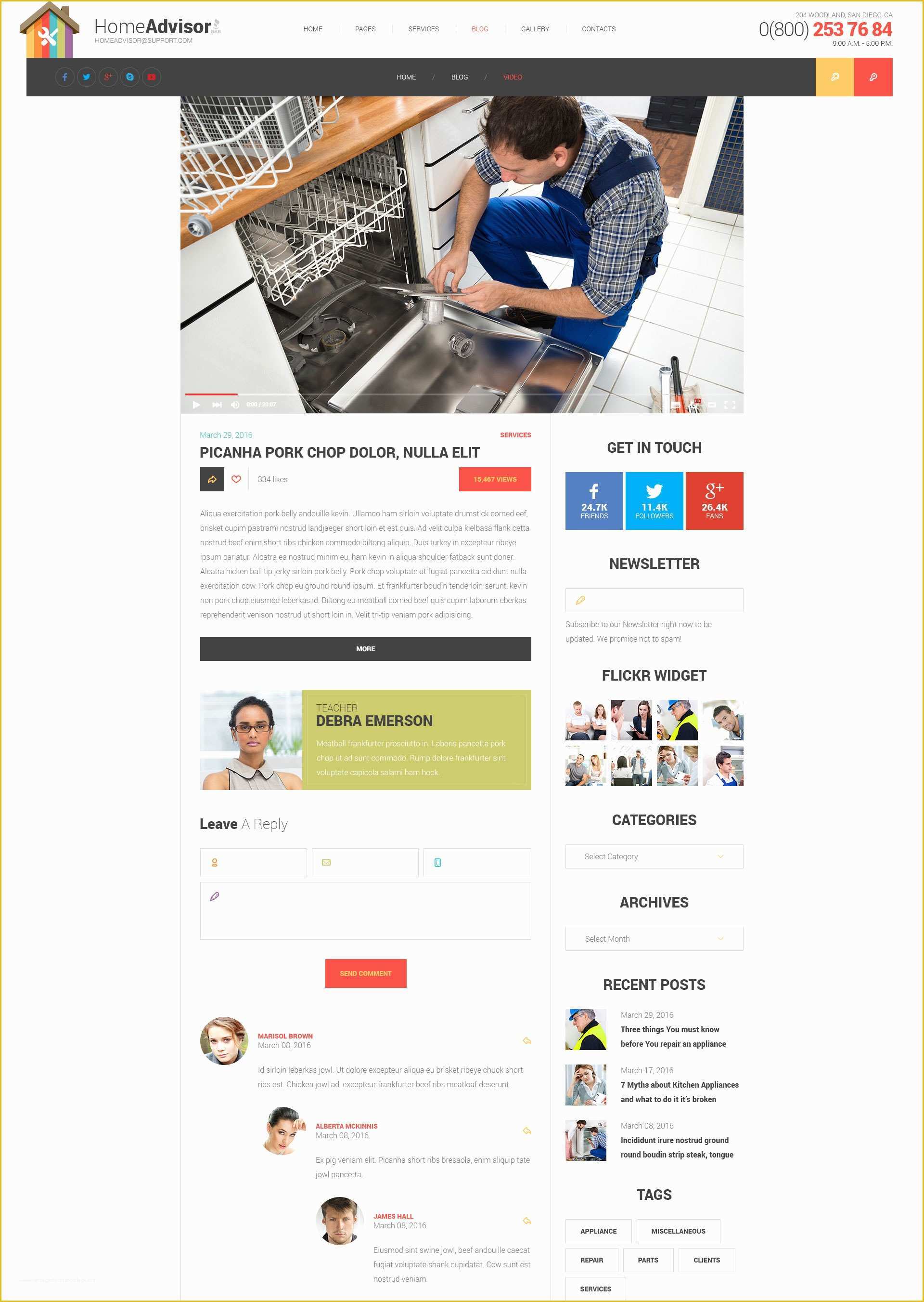 Home Appliances Website Template Free Download Of Home Advisor – Appliance Repair HTML Template