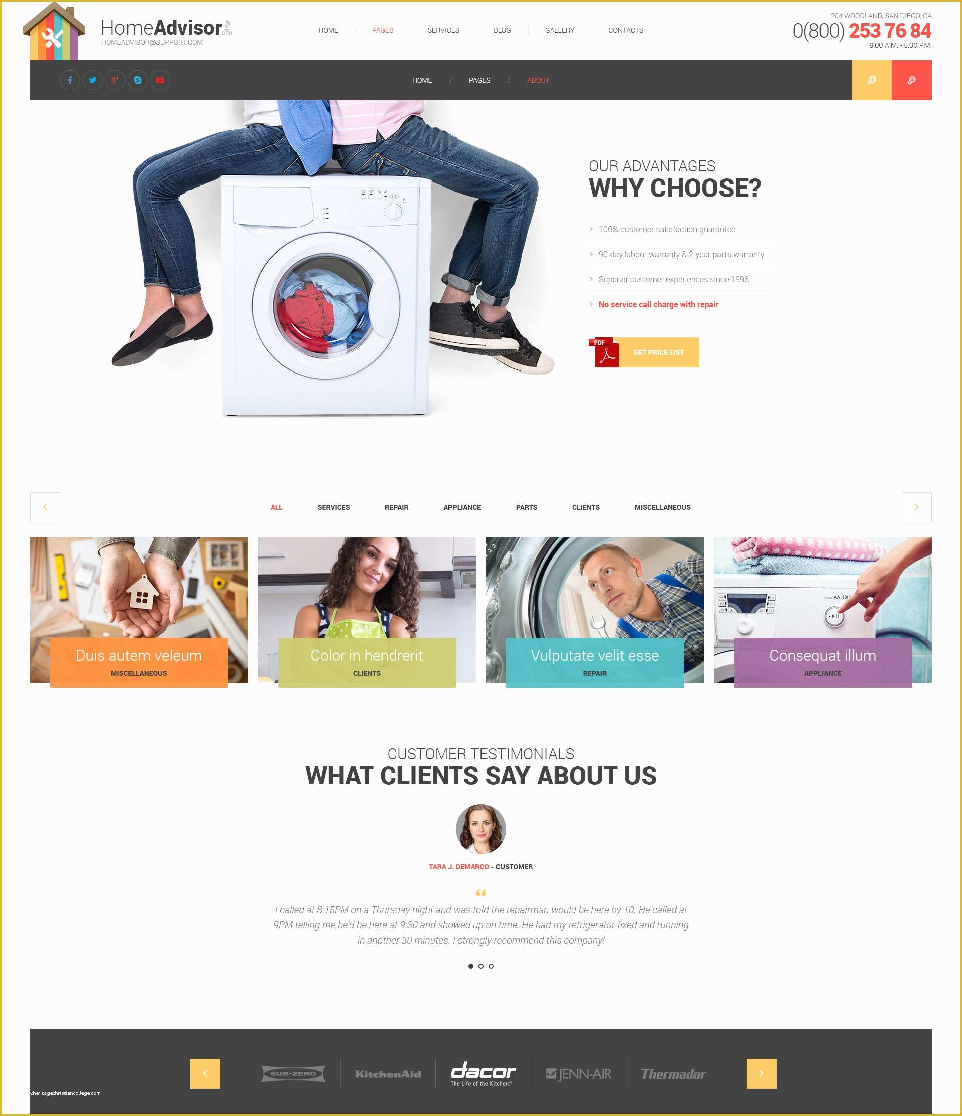 Home Appliances Website Template Free Download Of Home Advisor – Appliance Repair HTML Template