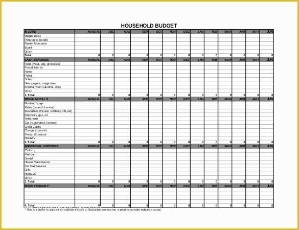 Home Budget Spreadsheet Template Free Of 10 Household Bud Templates Free Sample Example