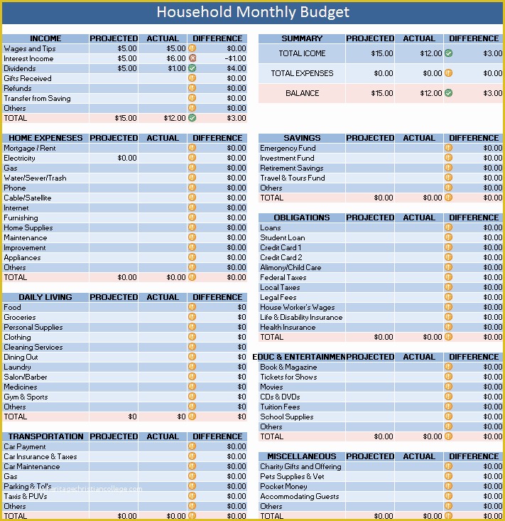 42 Home Budget Spreadsheet Template Free
