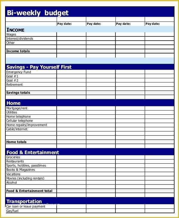 Home Budget Spreadsheet Template Free Of Bi Weekly Home Bud Template 9 Bi Weekly Bud