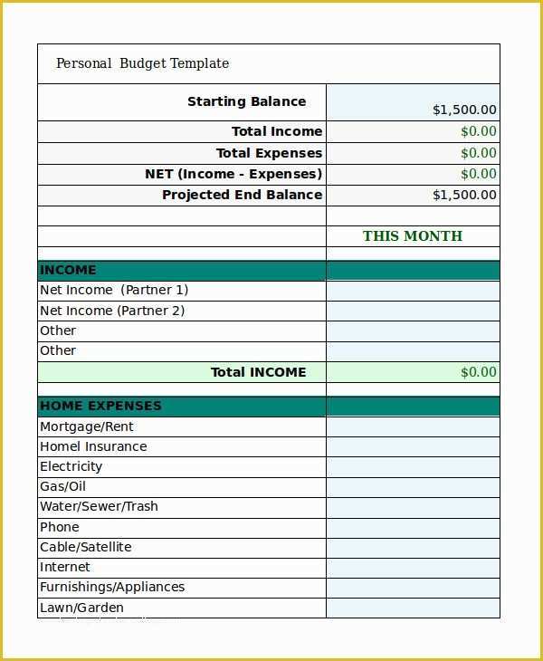 Home Budget Spreadsheet Template Free Of Free Personal Bud Template 9 Free Excel Pdf