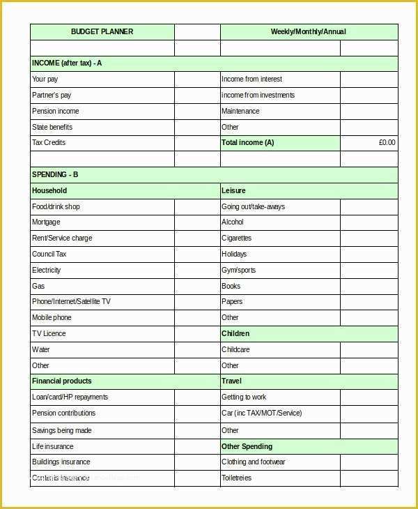 Home Budget Spreadsheet Template Free Of Household Bud Template