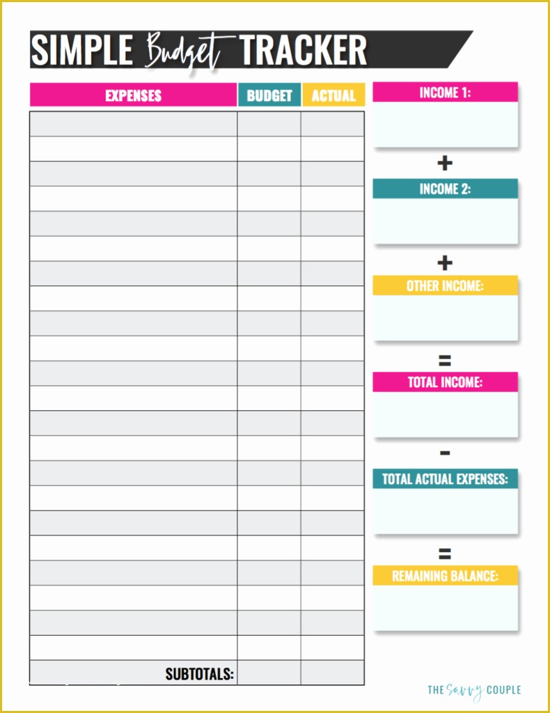 Home Budget Spreadsheet Template Free Of Simple Monthly Bud Tracker Printable &amp; Digital