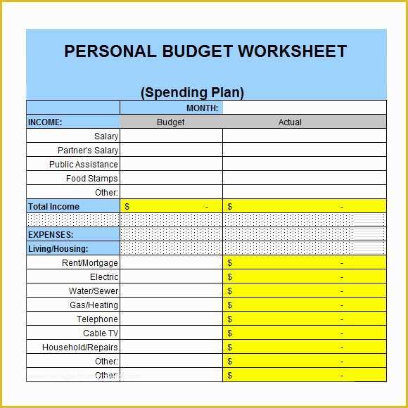 Home Budget Spreadsheet Template Free Of Simple Personal Bud Template