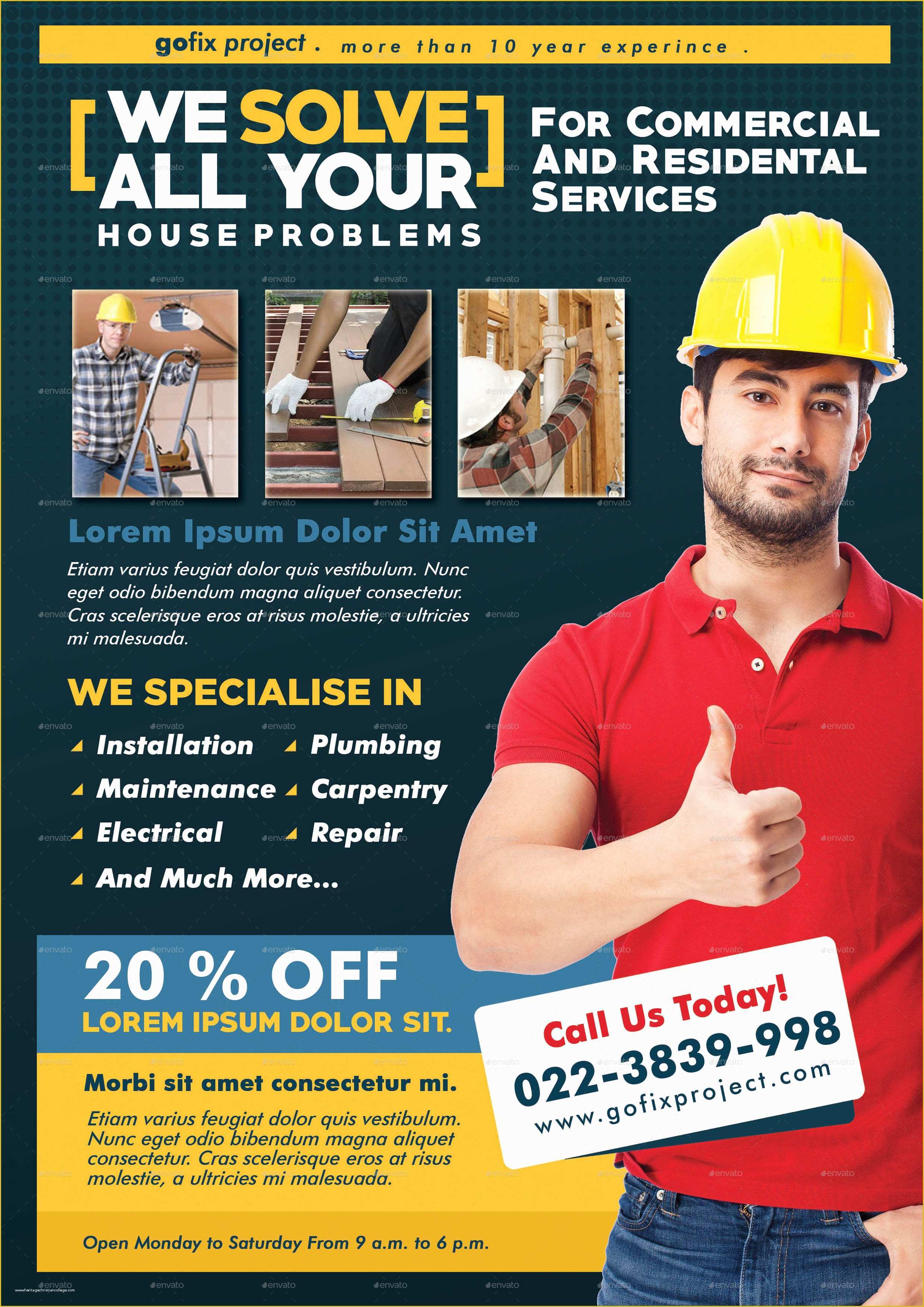 Home Improvement Flyer Template Free Of Home Repair Flyer Template by Adimasen
