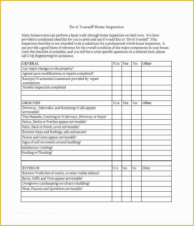Home Inspection form Template Free Of 20 Printable Home Inspection Checklists Word Pdf