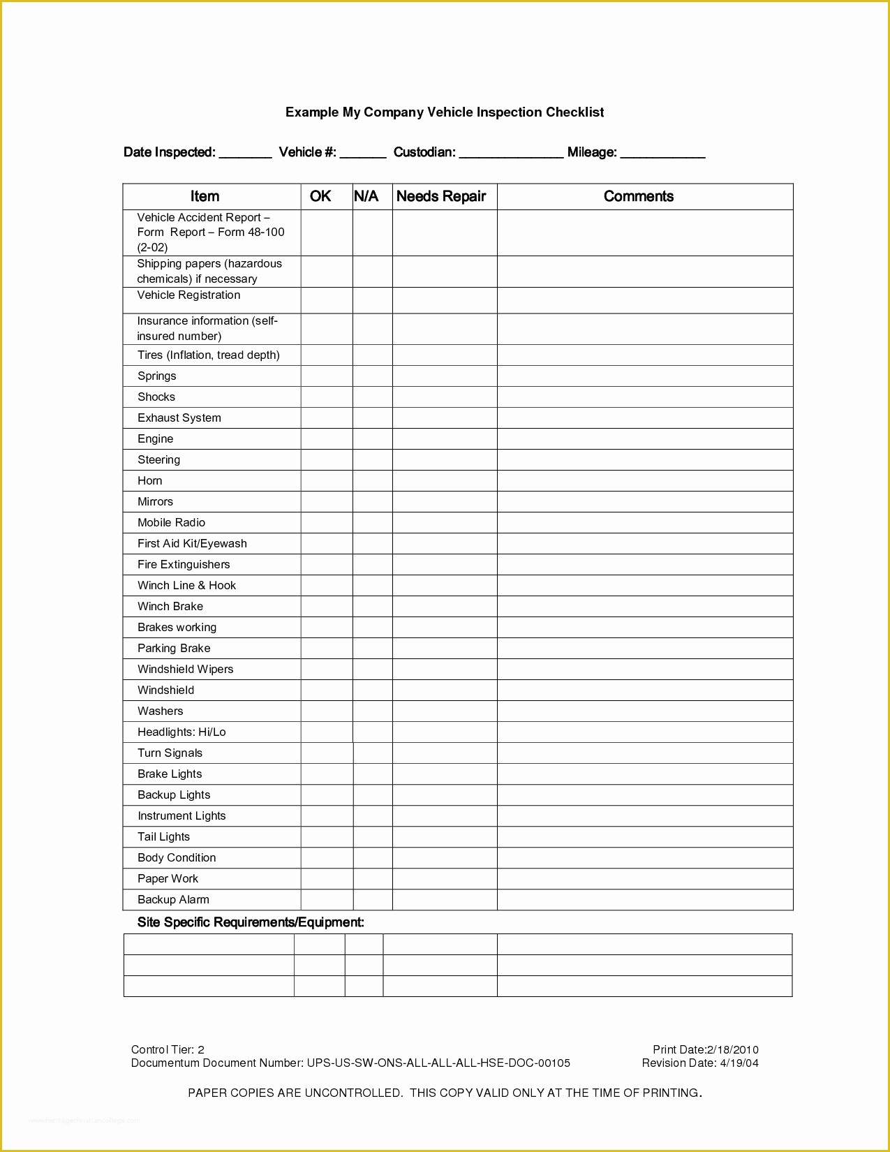 Home Inspection form Template Free Of 7 Best Of Printable Vehicle Inspection Checklist