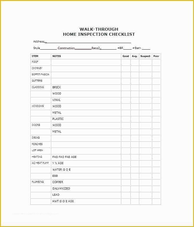Home Inspection form Template Free Of Apartment Rental Inspection Checklist Template