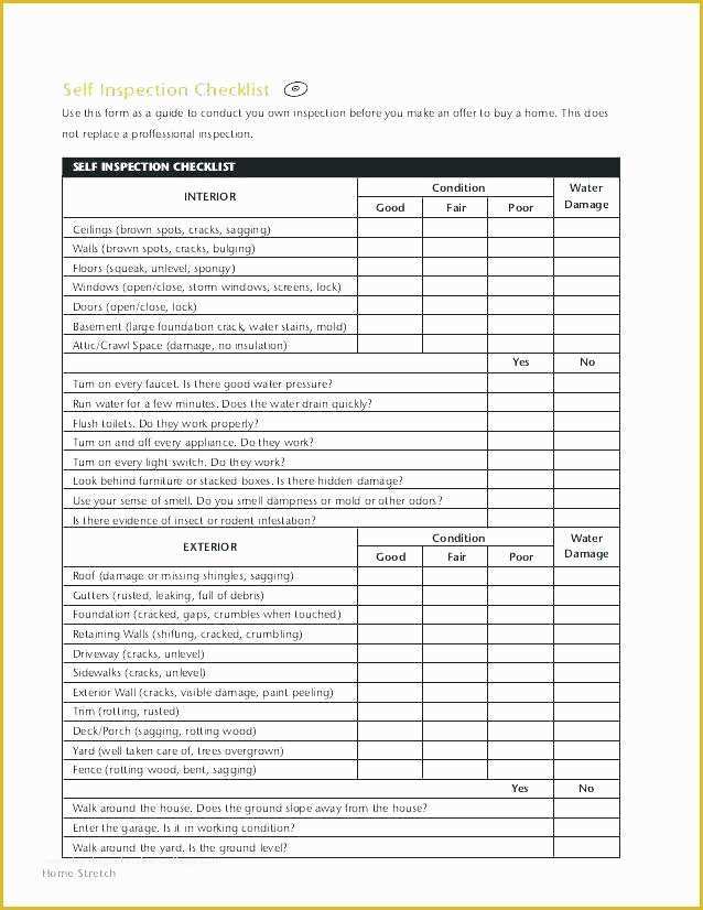 Home Inspection form Template Free Of Building Inspection Checklist Template – Majestefo