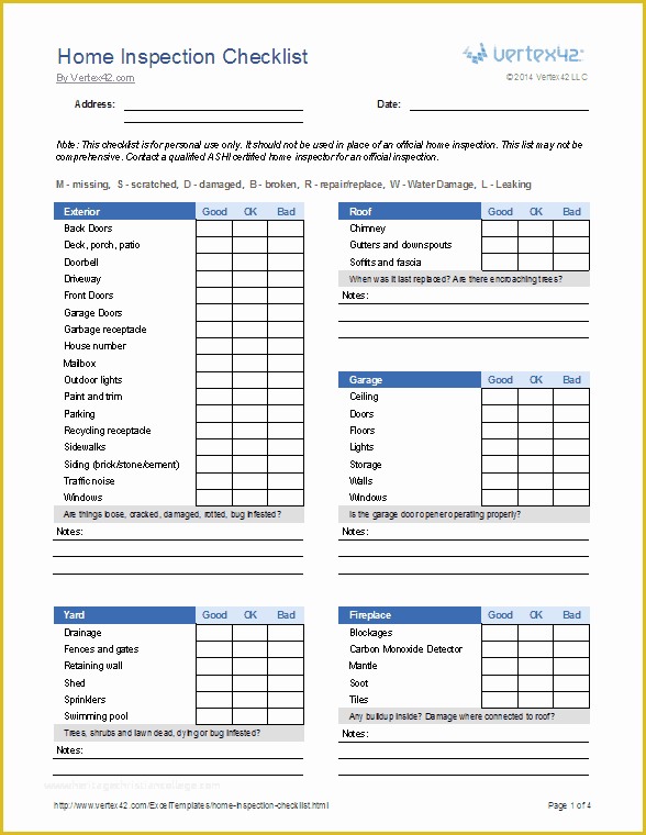 Home Inspection form Template Free Of Home Inspection Checklist Template