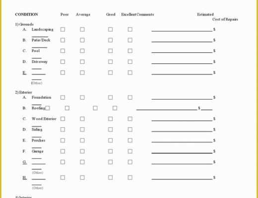 Home Inspection form Template Free Of Investment Property On Pinterest