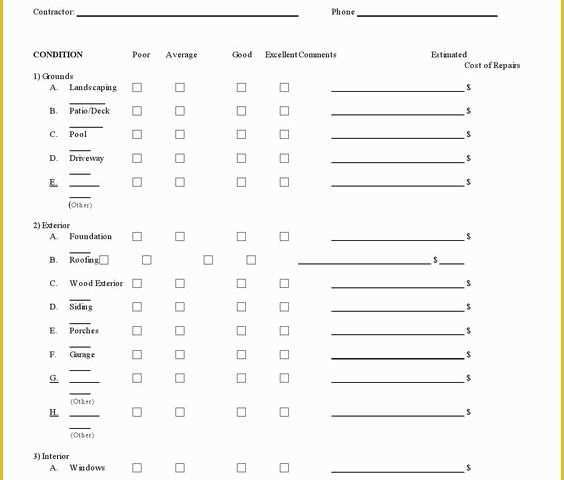 Home Inspection form Template Free Of Investment Property On Pinterest