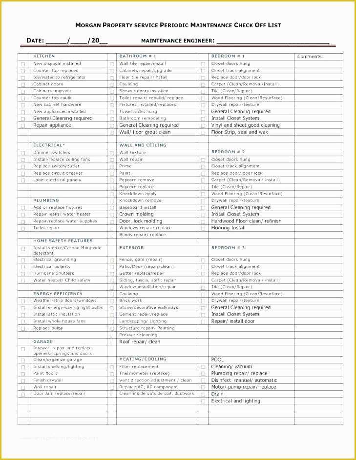 Home Inspection form Template Free Of Rental Property Checklist Template Mercial Building