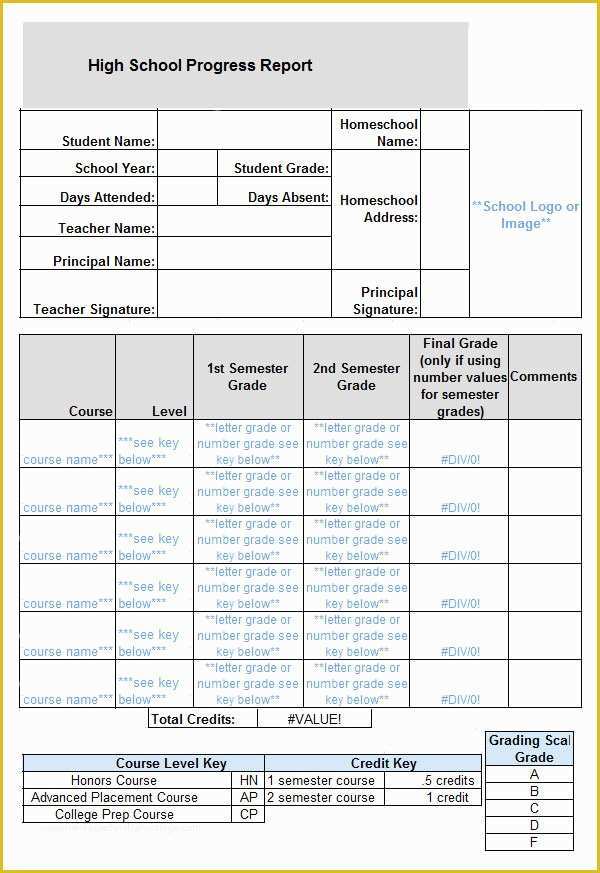 Homeschool High School Report Card Template Free Of 10 Sample Report Cards – Pdf Word Excel