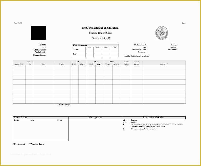 Homeschool High School Report Card Template Free Of 30 Real &amp; Fake Report Card Templates [homeschool High