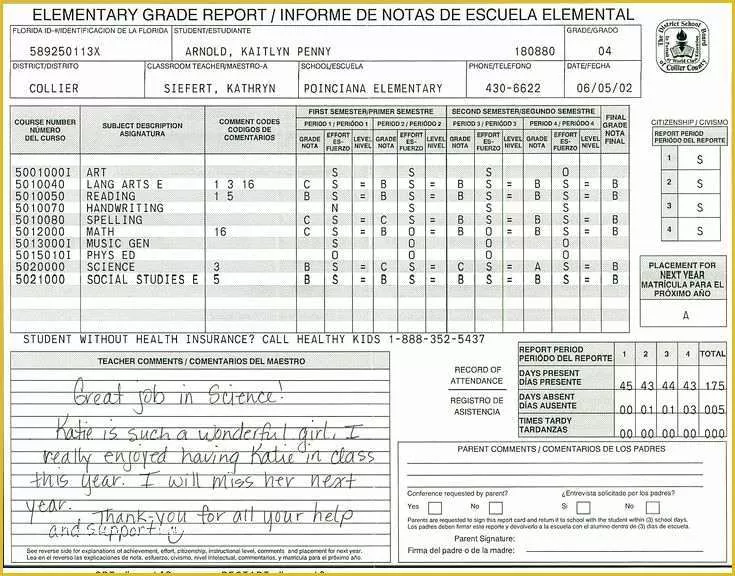 Homeschool High School Report Card Template Free Of Elementary School Report Card Template