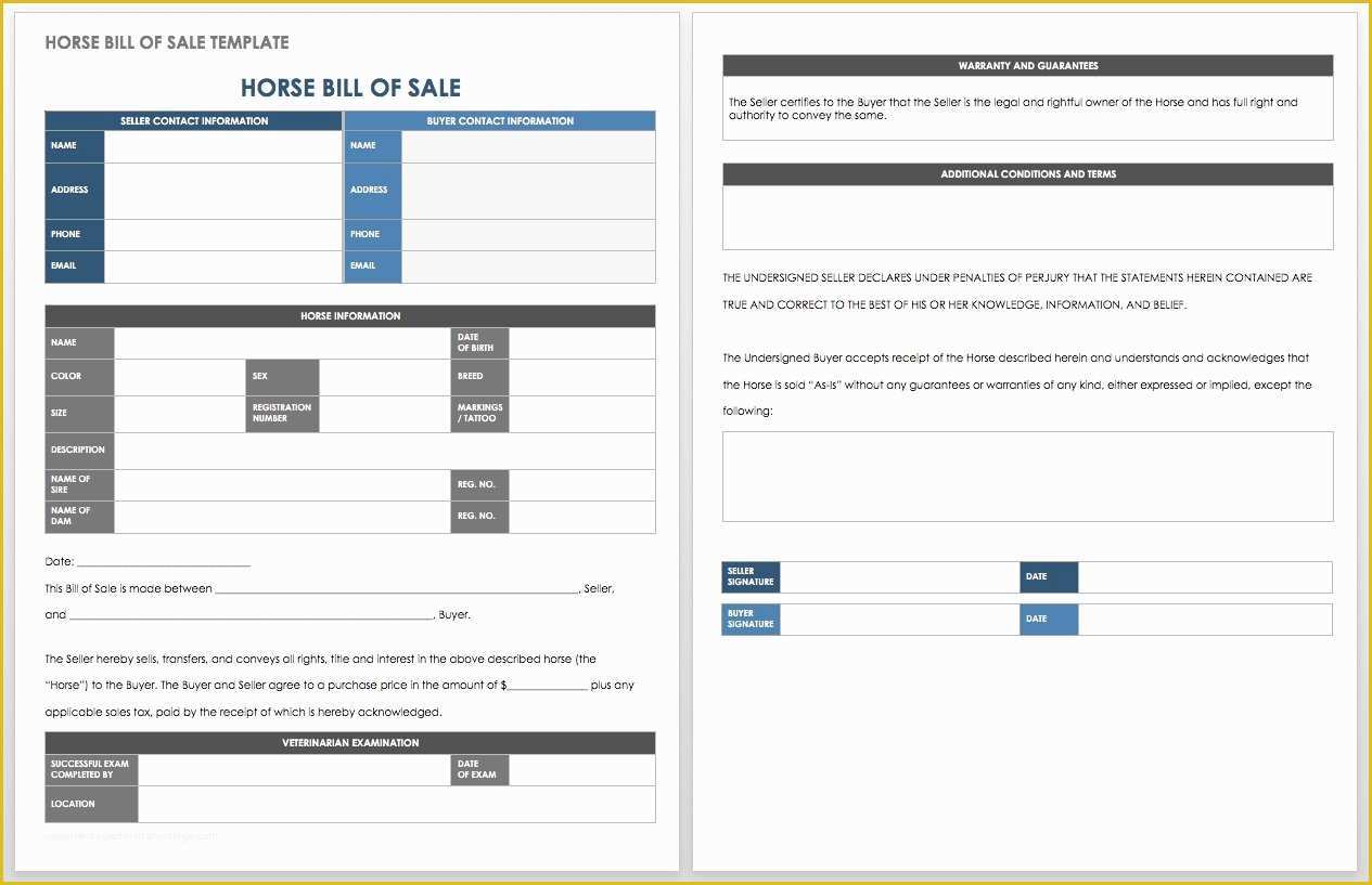 Horse Bill Of Sale Template Free Of 15 Free Bill Of Sale Templates