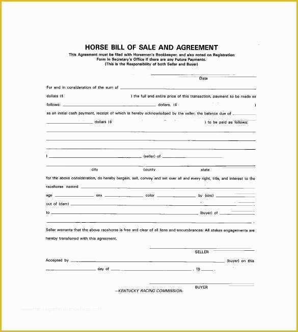 Horse Bill Of Sale Template Free Of Horse Bill Of Sale – 8 Free Sample Example format