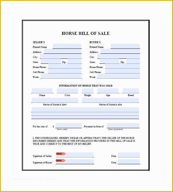 Horse Bill Of Sale Template Free Of Horse Bill Of Sale – 8 Free Word Excel Pdf format