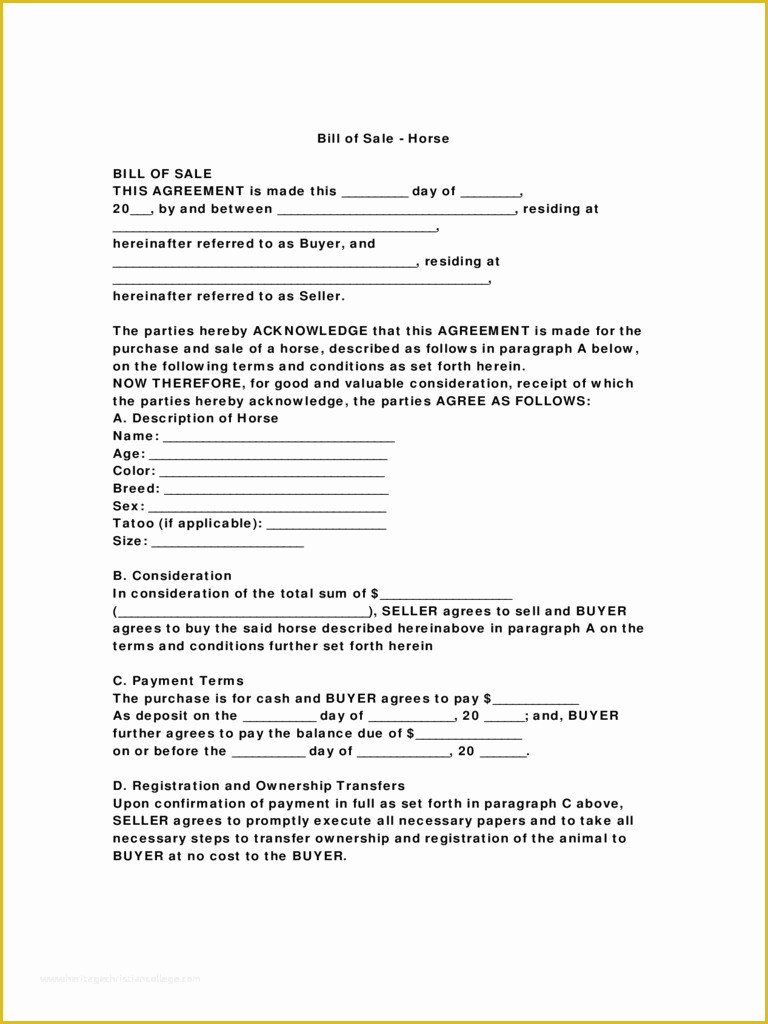 Horse Bill Of Sale Template Free Of Horse Bill Of Sale form 4 Free Templates In Pdf Word