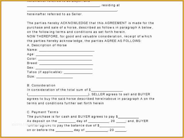 Horse Bill Of Sale Template Free Of Horse Bill Sale California Un Plicated Bill Sale
