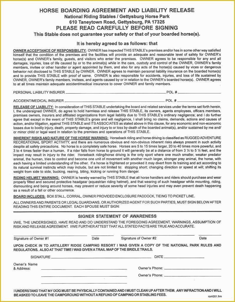 Horse Boarding Contract Template Free Of Horse Boarding Agreement Contract Best Image Lobster and