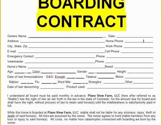 Horse Boarding Contract Template Free Of Horse Boarding Contract Sample Template form In Doc Word