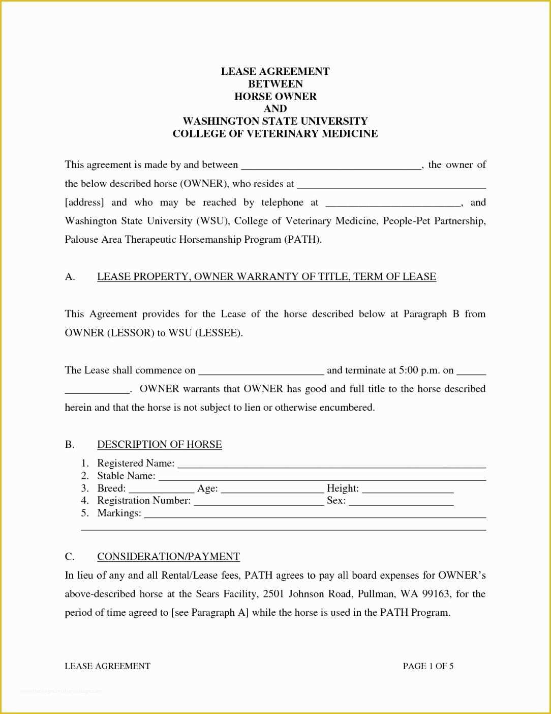 Horse Boarding Contract Template Free Of Rental Agreement Template Washington State Hashtag Bg