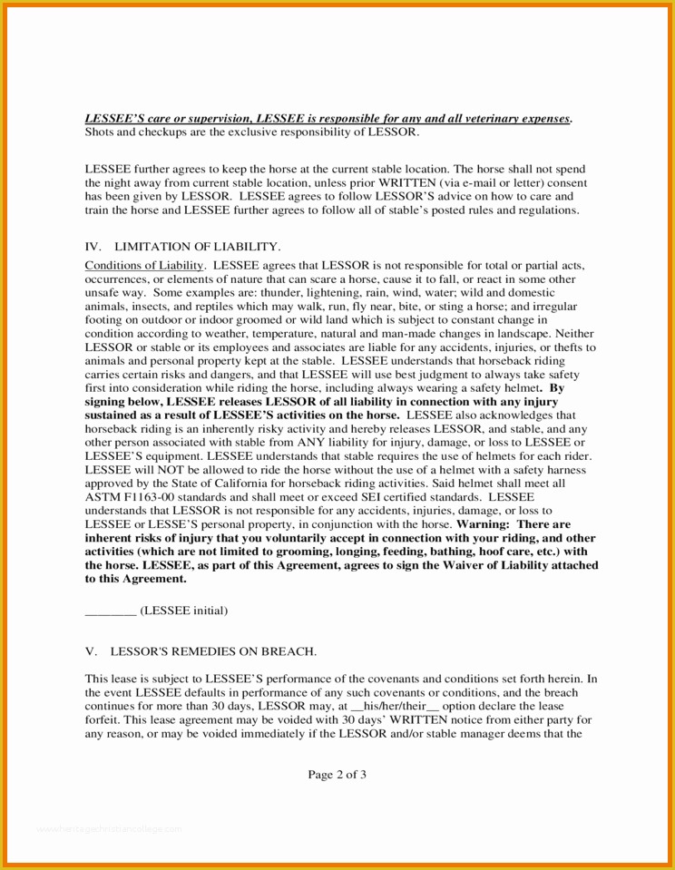Horse Boarding Contract Template Free Of Sample Horse Lease Agreement Template Design Templates