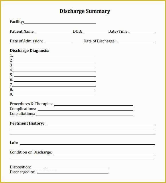 Hospital Discharge Template Free Of 8 Sample Discharge Summary Templates – Pdf Word