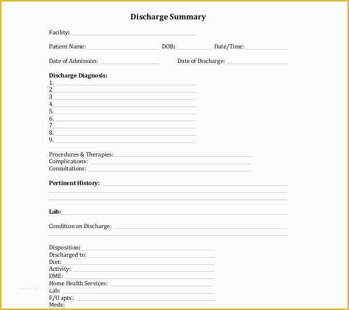 Hospital Discharge Template Free Of 9 Discharge Summary Templates Pdf Doc