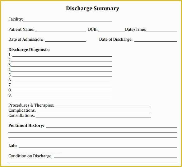 Hospital Discharge Template Free Of Discharge Summary Template 9 Download Free Documents In
