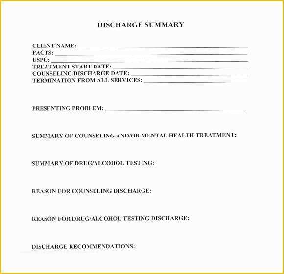 Hospital Discharge Template Free Of Discharge Summary Template