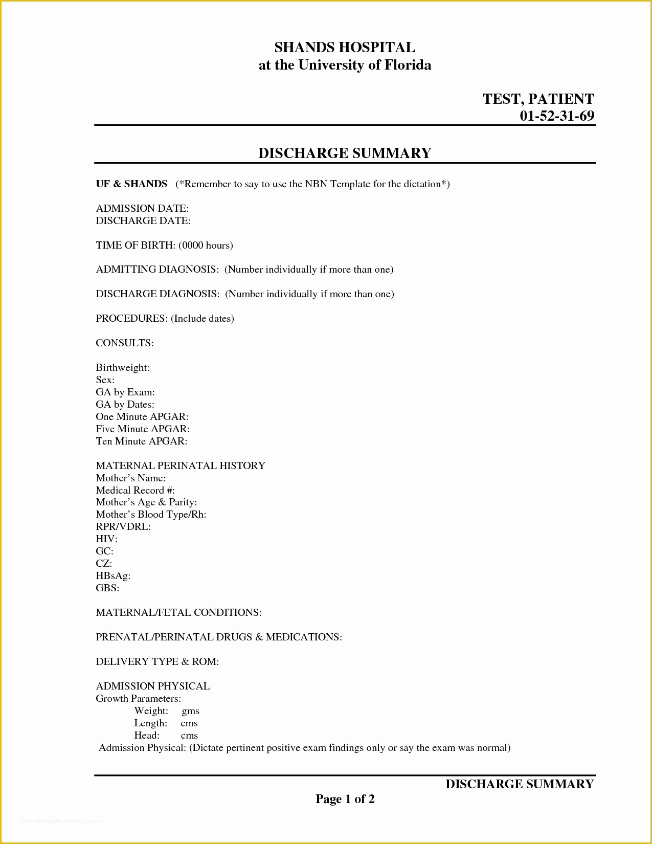 Hospital Discharge Template Free Of Discharge Summary Template