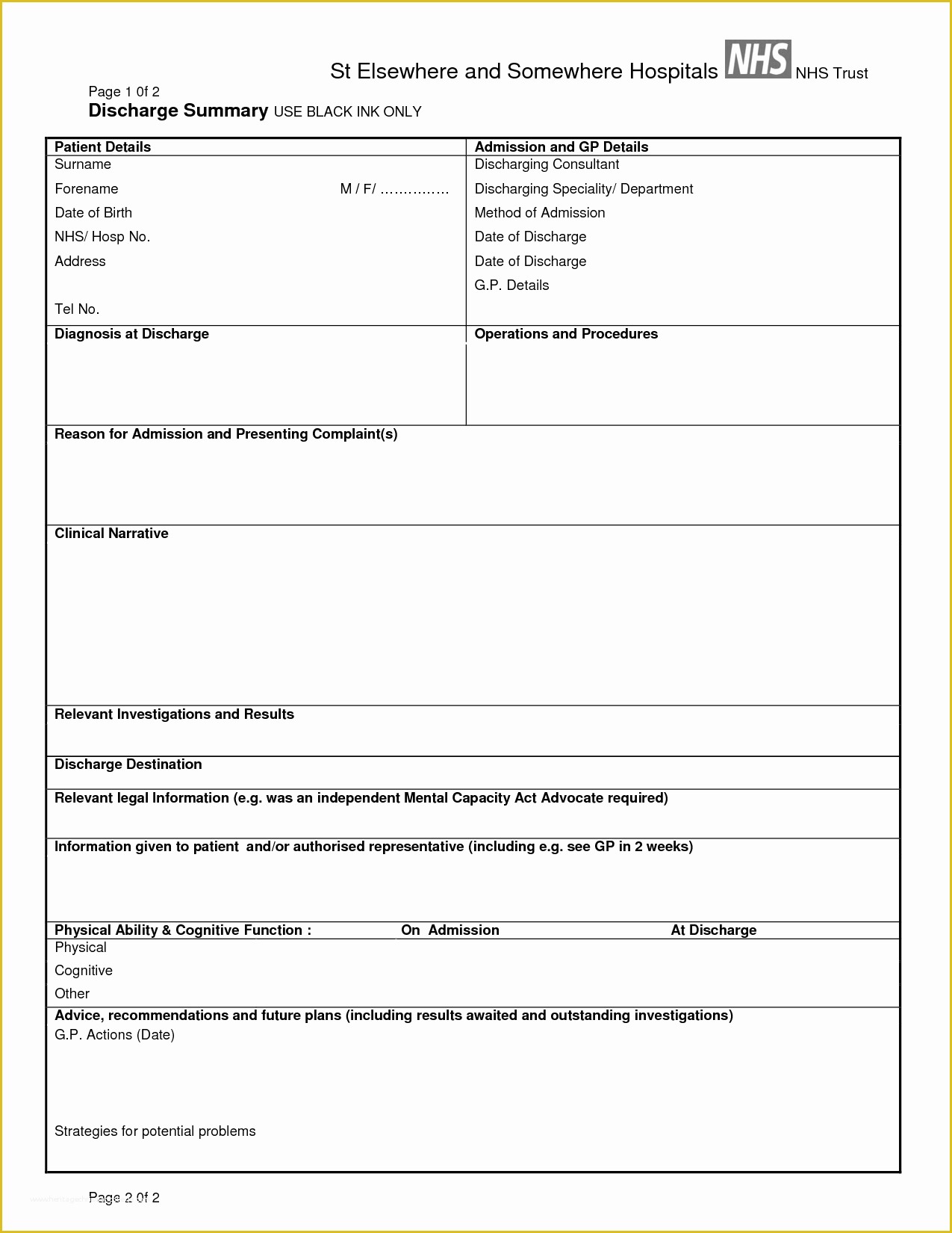 Hospital Discharge Template Free Of Discharge Summary Template Sample Discharge Summary 13