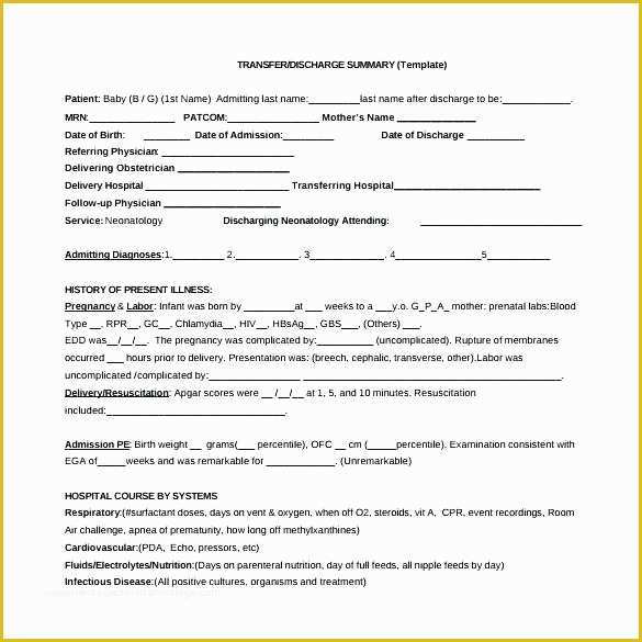 Hospital Discharge Template Free Of Medical Summary Template Free Bill Invoice Download