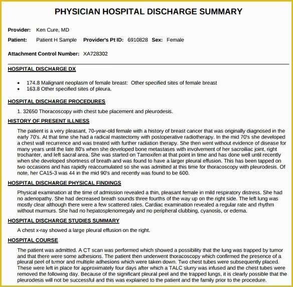 Hospital Discharge Template Free Of Sample Discharge Summary 13 Documents In Word Pdf