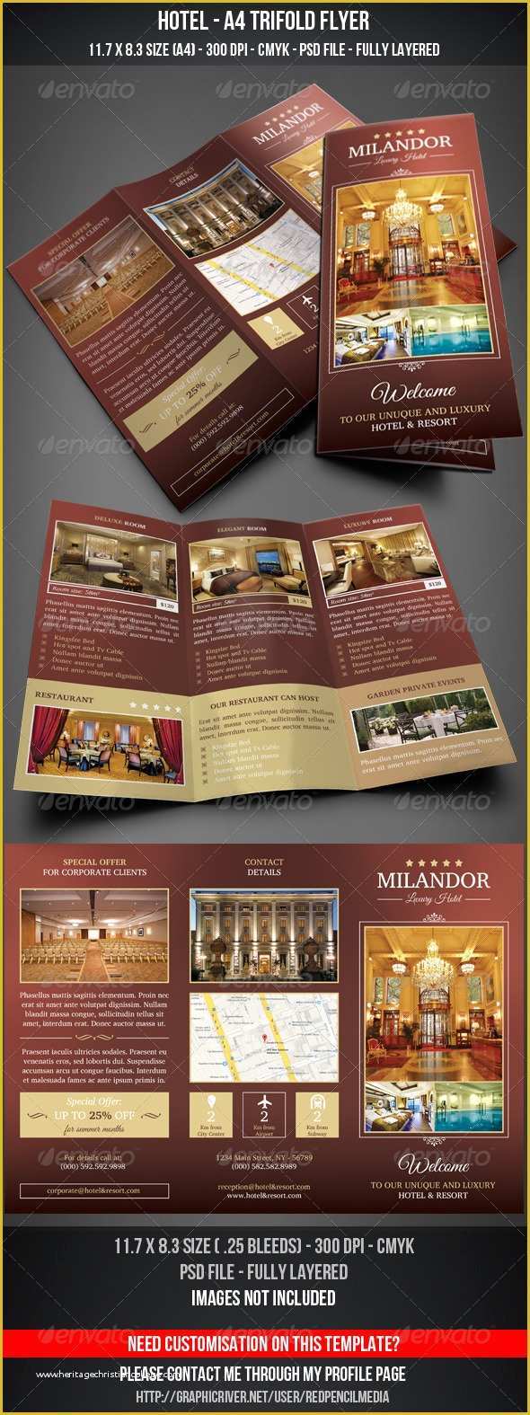 Hotel Brochure Templates Free Download Of Hotel A4 Trifold Flyer by Redpencilmedia